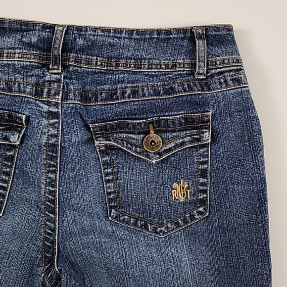 REVOLT Women's Jeans Dark Blue Denim Fade Boot Cut Stretch Size 8 - Picture 6 of 13